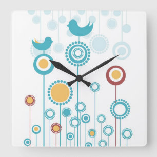 Wunderliche Blumen-Wand-Uhr Quadratische Wanduhr