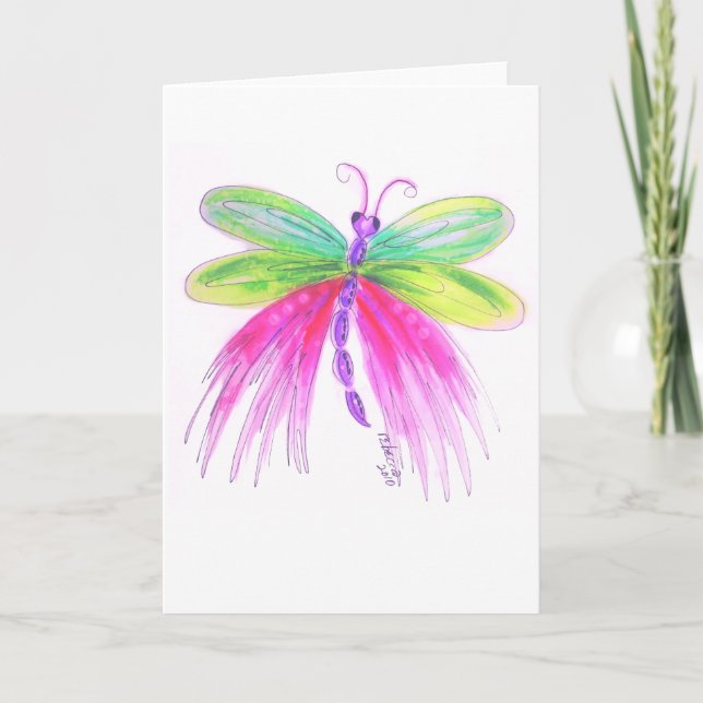 Wunderliche bunte Libellen-Raum-Gruß-Karte Karte (Vorderseite)