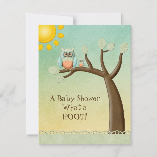 Wunderliche Eulen-Babyparty Einladung (Vorderseite)