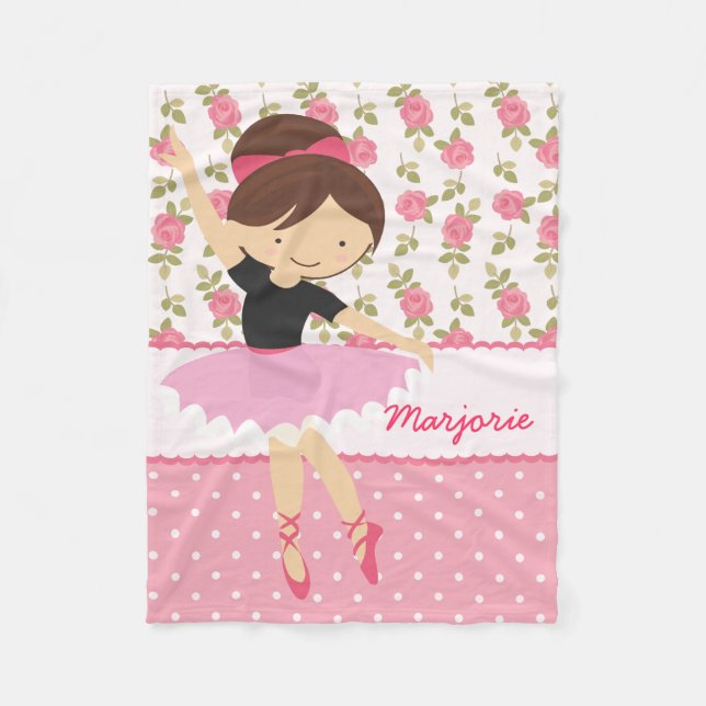 Wunderliche Girly rosa mit Blumenballerina Fleecedecke (Vorderseite)
