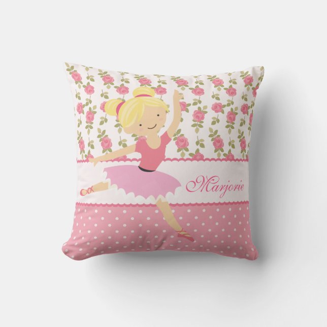 Wunderliche Girly rosa mit Blumenballerina Kissen (Vorderseite)