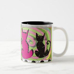 Wunderliche Katzen-Liebhaber-Kunst-Geschenke Zweifarbige Tasse