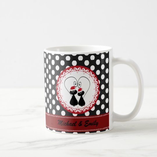Wunderliche lustige Weihnachtskatzenpaare Kaffeetasse