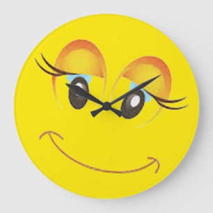wunderliche niedliche cheekybeautiful Dame emoji Große Wanduhr