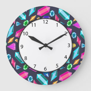 Wunderliche Regenbogen-Edelsteine Große Wanduhr