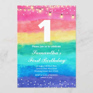 Wunderliche Regenbogen-Geburtstags-Einladung Einladung