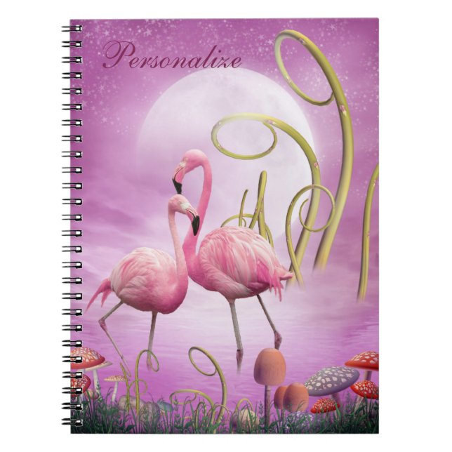 Wunderliche rosa Flamingo-personalisiertes Notizblock (Vorderseite)