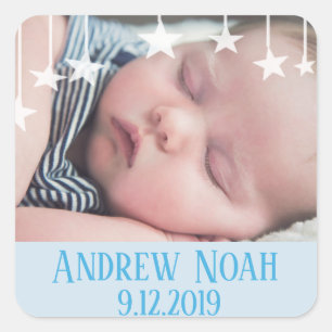 Wunderliche Stern-neuer Baby-Name und Datum Quadratischer Aufkleber