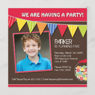 Wunderliche Süßigkeits-Geburtstags-Party Einladung