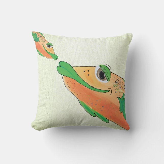 Wunderliche und flippige entzückende Fisch-Kunst Kissen (Vorderseite)