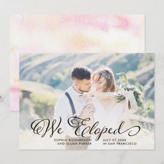 Wunderliche Wörter | Eloped wir Foto-Mitteilung Einladung (Vorne/Hinten)