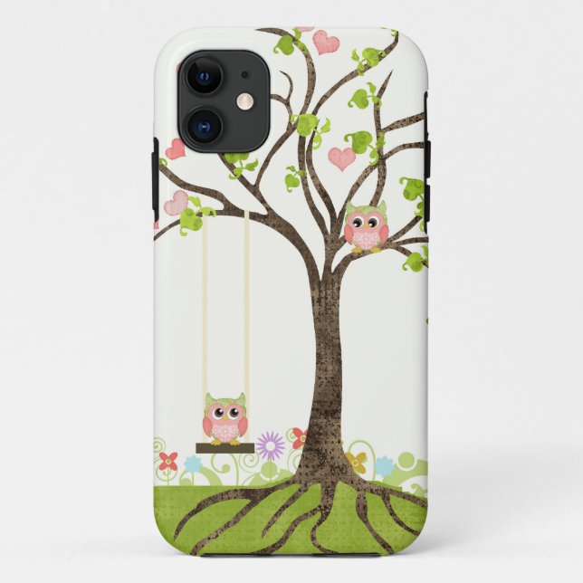 Wunderlicher niedlicher Eulen-Baum des Case-Mate iPhone Hülle (Rückseite)