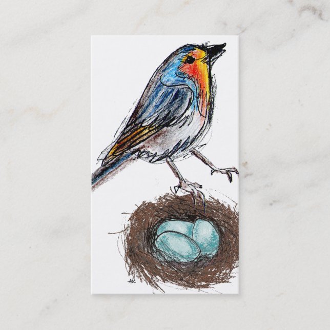 Wunderlicher Robin mit Nest-u. Ei-Visitenkarte Visitenkarte (Vorderseite)