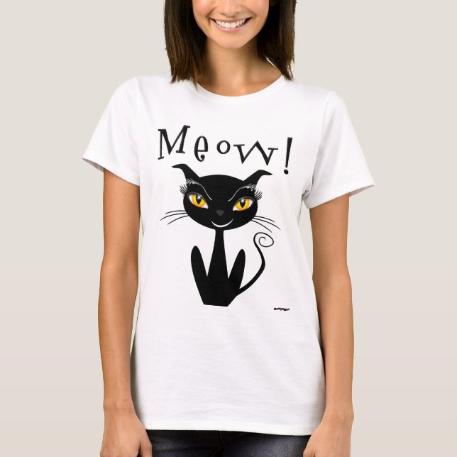 Wunderlicher schwarze KatzeMeow! T-Shirt (Vorderseite)