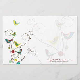 Wunderlicher Sommer-Vogel-Wirbels-moderne Briefpapier
