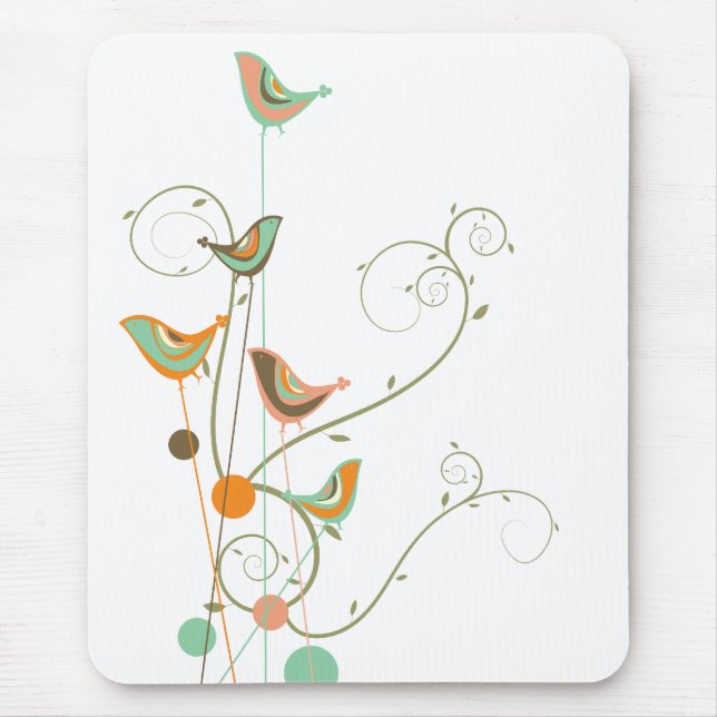 Wunderlicher Sommer-Vogel-Wirbels-moderne Mousepad (Vorne)
