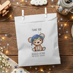 Wunderlicher Wasserfarben-Flugzeugpilot-Teddybär Geschenktütchen
