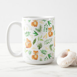 Wunderlicher Watercolor Foxes und verlässt Tasse |