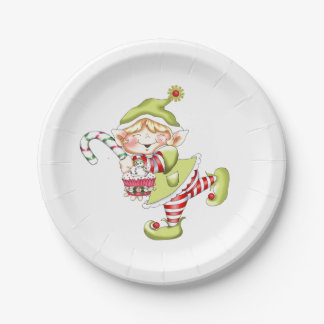 Wunderlicher Weihnachtself Pappteller