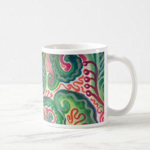 Wunderliches Aquarell: Rosa und hellgrünes II Kaffeetasse