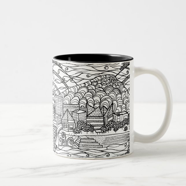 Wunderliches Chattanooga Schwarzweiss Zweifarbige Tasse (Rechts)