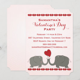 Wunderliches Elefant-Valentinstag-Party Einladung
