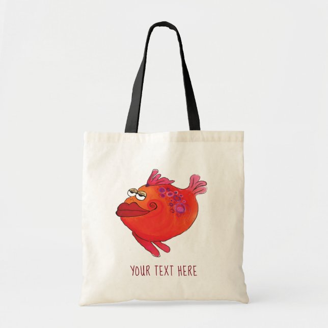 Wunderliches Fisch-Kunst-Rosa und Rot Tragetasche (Vorne)