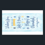Wunderliches Licht und Frieden Chanukkas Rechteckiger Aufkleber<br><div class="desc">Eine jüdische Chanukka-Themakarte mit einem menorah, Davidsstern Und Driedel. Der Text liest den Wunsch Ihnen des Lichtes u. des Friedens glückliches Chanukka. Der Hintergrund ist ein hellblauer Watercolor Washington besonders anfertigen diesen Aufkleber mit einer kurzen Mitteilung, zwei Linien werden zur Verfügung gestellt für Personifizierung. Diese Aufkleber sind für verpackengeschenke nett....</div>