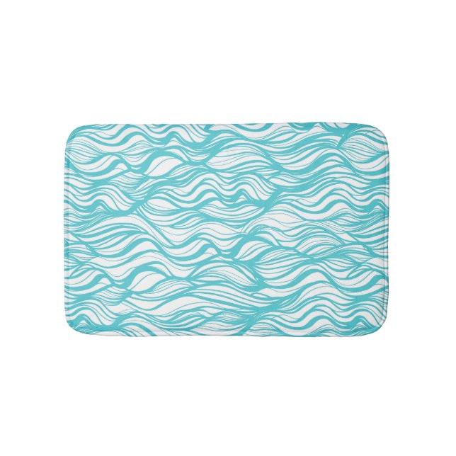 Wunderliches Ozean-Wellen-Aqua-blaue Bad-Matte Badematte (Vorderseite)
