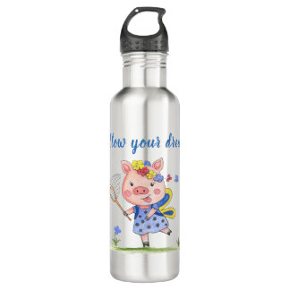 Wunderliches Piglet//Follow Ihre Träume Edelstahlflasche