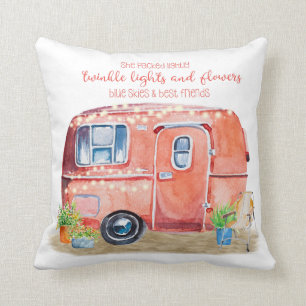 Wunderliches Retro Camper-Wohnwagen-Freund-Zitat Kissen