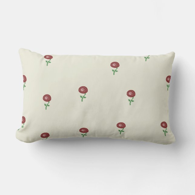 Wunderliches rosa Blumen-Kissen Lendenkissen (Vorderseite)