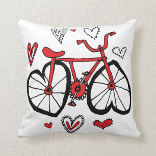 Wunderliches rotes Herz-Valentinsgruß-Fahrrad Kissen