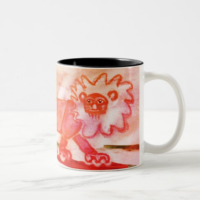 wunderliches rotes Löwekaffee-Tassen-Waldtier Zweifarbige Tasse (Rechts)