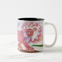 wunderliches rotes Löwekaffee-Tassen-Waldtier