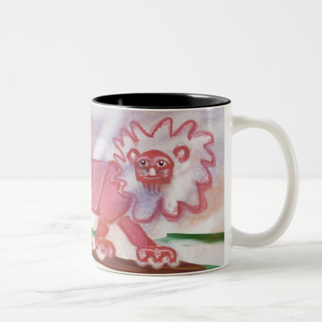 wunderliches rotes Löwekaffee-Tassen-Waldtier Zweifarbige Tasse (Rechts)