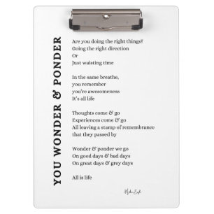 Wundern Sie sich selbst Liebe Pflegegegegedicht Pl Klemmbrett