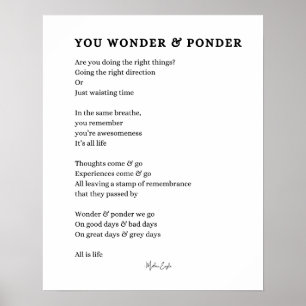 Wundern Sie sich selbst Liebe Pflegegegegedicht Pl Poster
