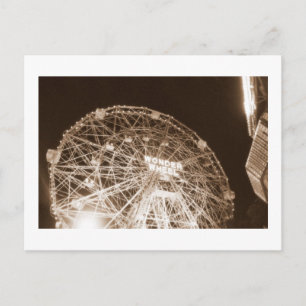 Wunderrad bei Nacht (Coney Island, NY) Postkarte