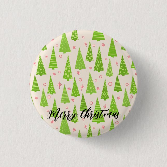 Wunderschön dekoriert Weihnachtsbaum Button (Vorderseite)