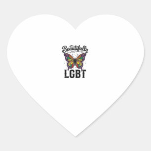 Wunderschön LGBT Schmetterling Vintage Pride-Shirt Herz-Aufkleber