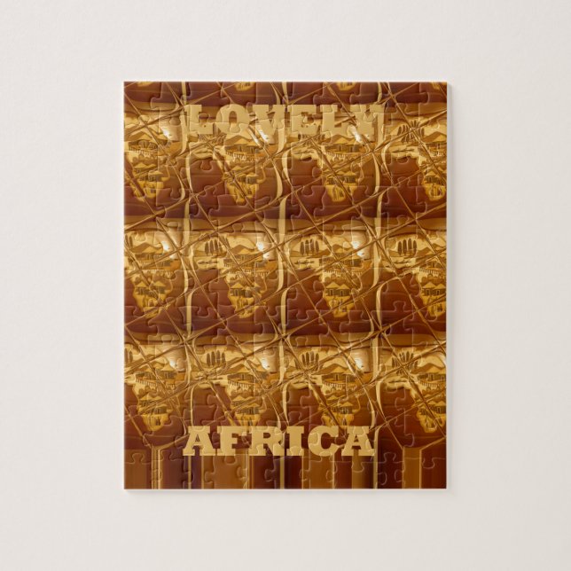 Wunderschöne Afrikanische Karte Print Golden Desig (Vertikal)