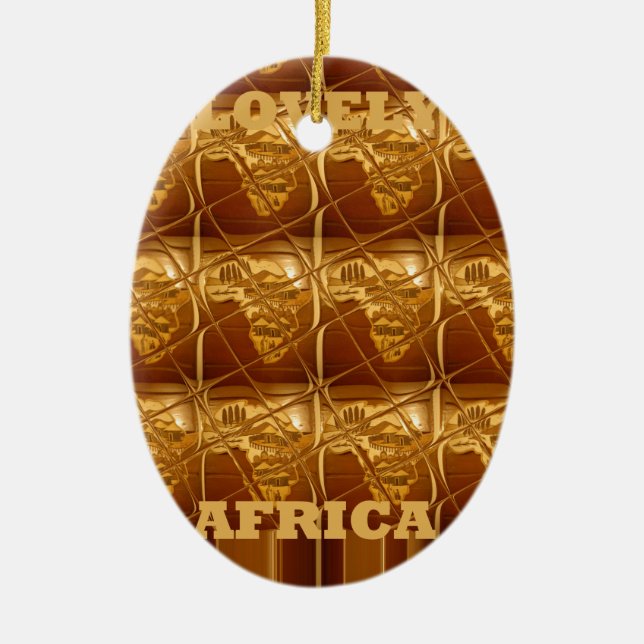 Wunderschöne Afrikanische Karte Print Golden Desig Keramikornament (Vorne)