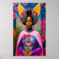 Wunderschöne afrikanische Prinzessin mit Flügeln