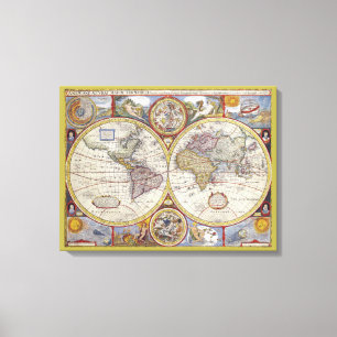 Wunderschöne alte Vintage-Weltkarte Leinwanddruck