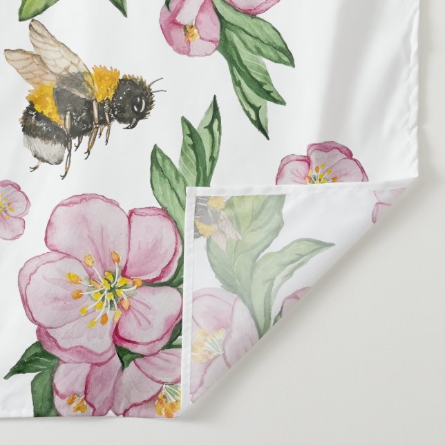 Wunderschöne Apfelbäume Blume und Bienen Wandteppich (Detail)