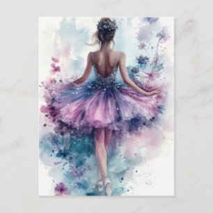 Wunderschöne Aquarell Ballerina im Tutu Postkarte