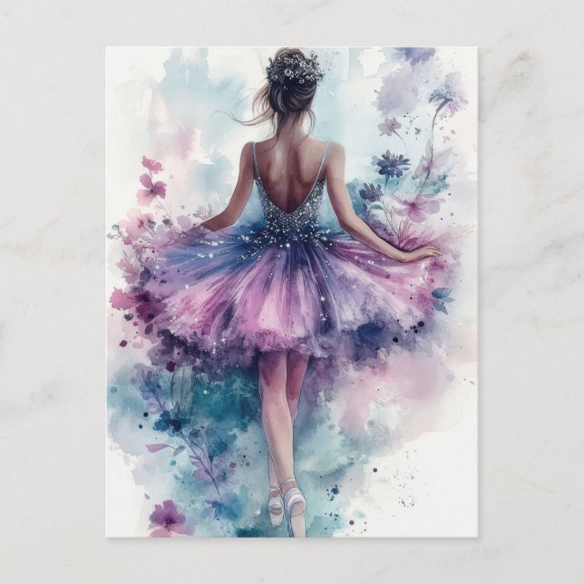 Wunderschöne Aquarell Ballerina im Tutu  Postkarte (Vorderseite)