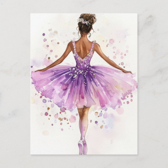 Wunderschöne Aquarell Ballerina im Tutu  Postkarte (Vorderseite)