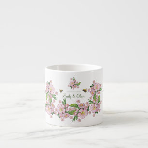 Wunderschöne Aquarellbäume Blume und е е Espressotasse